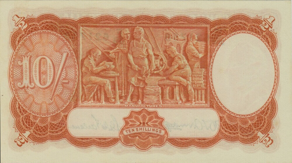 1942 Ten Shilling Armitage/McFarlane R13 good EF