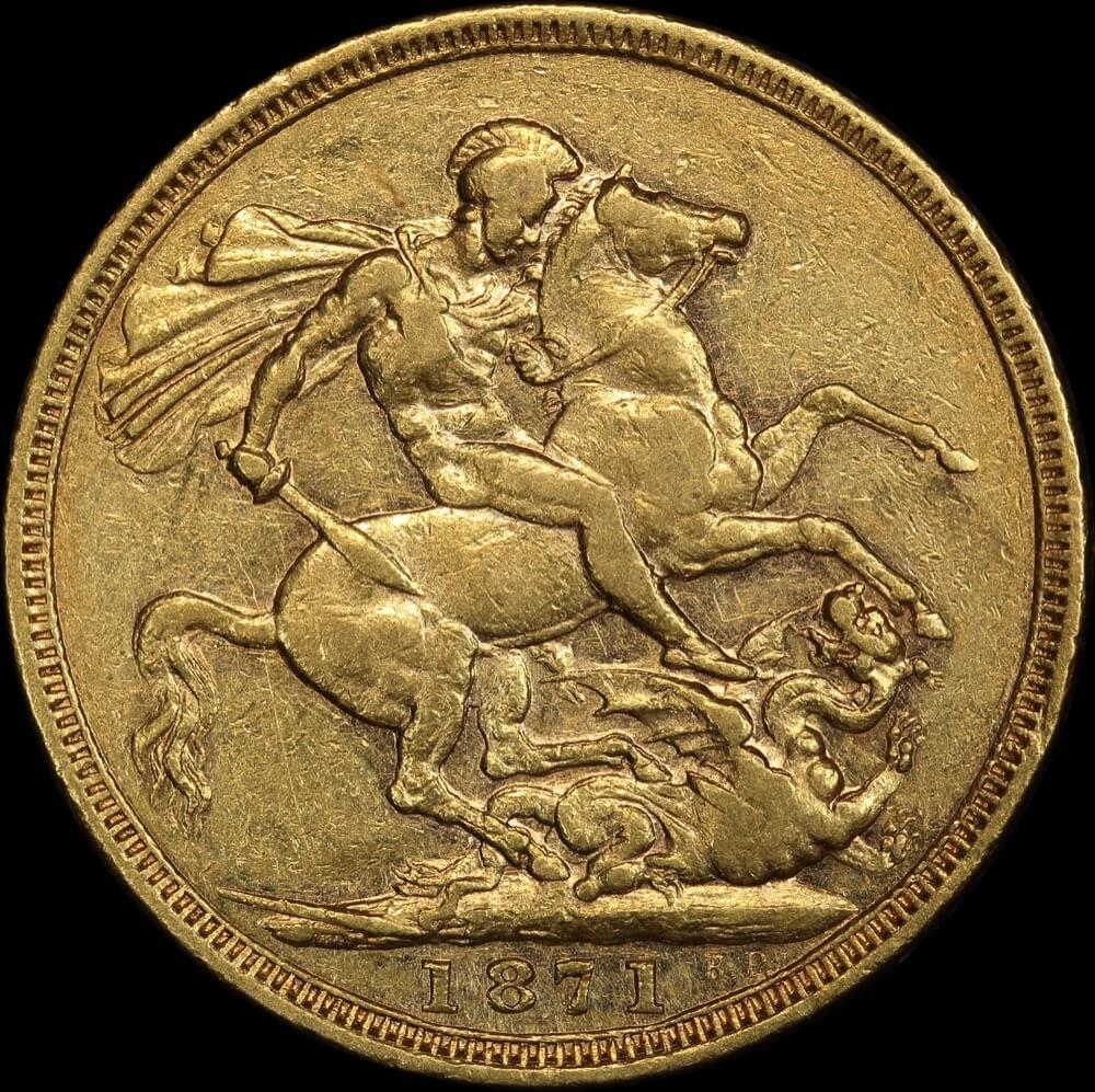 1871 Sydney Young Head Sovereign about VF