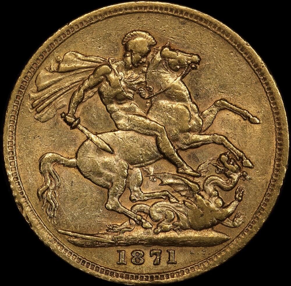 1871 Sydney Young Head Sovereign good Fine