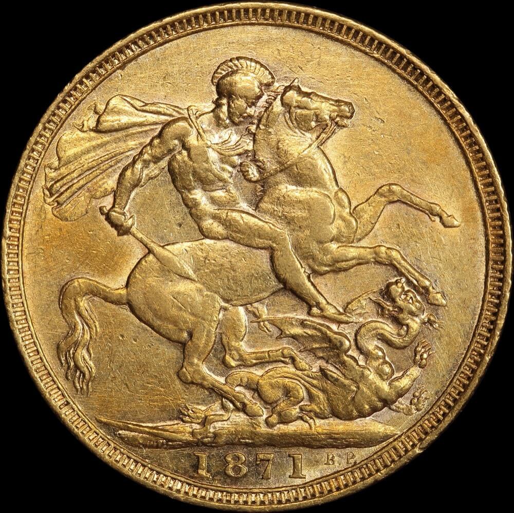 1871 Sydney Young Head Sovereign Very Fine