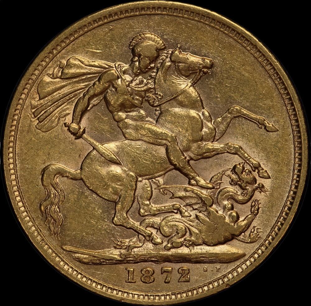 1872 Sydney Young Head Sovereign good VF