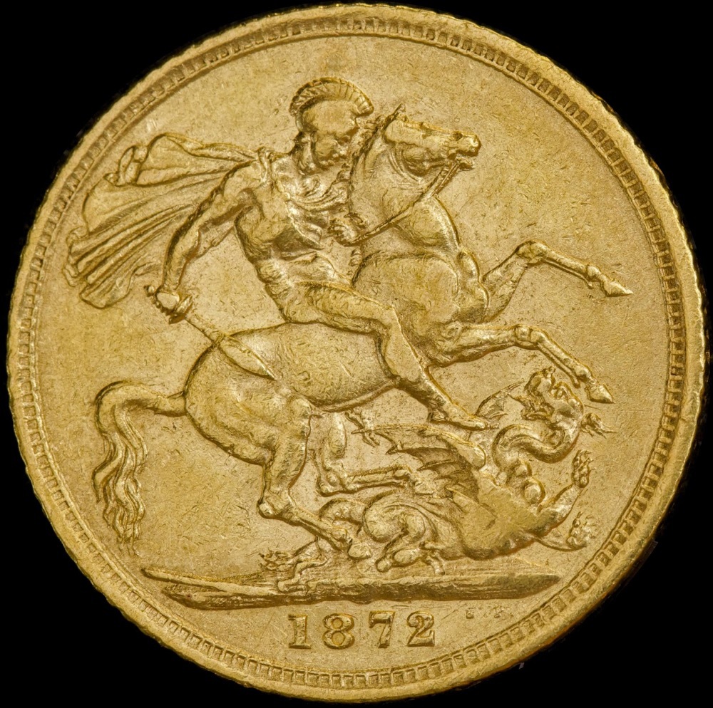 1872 Melbourne Young Head Sovereign good VF