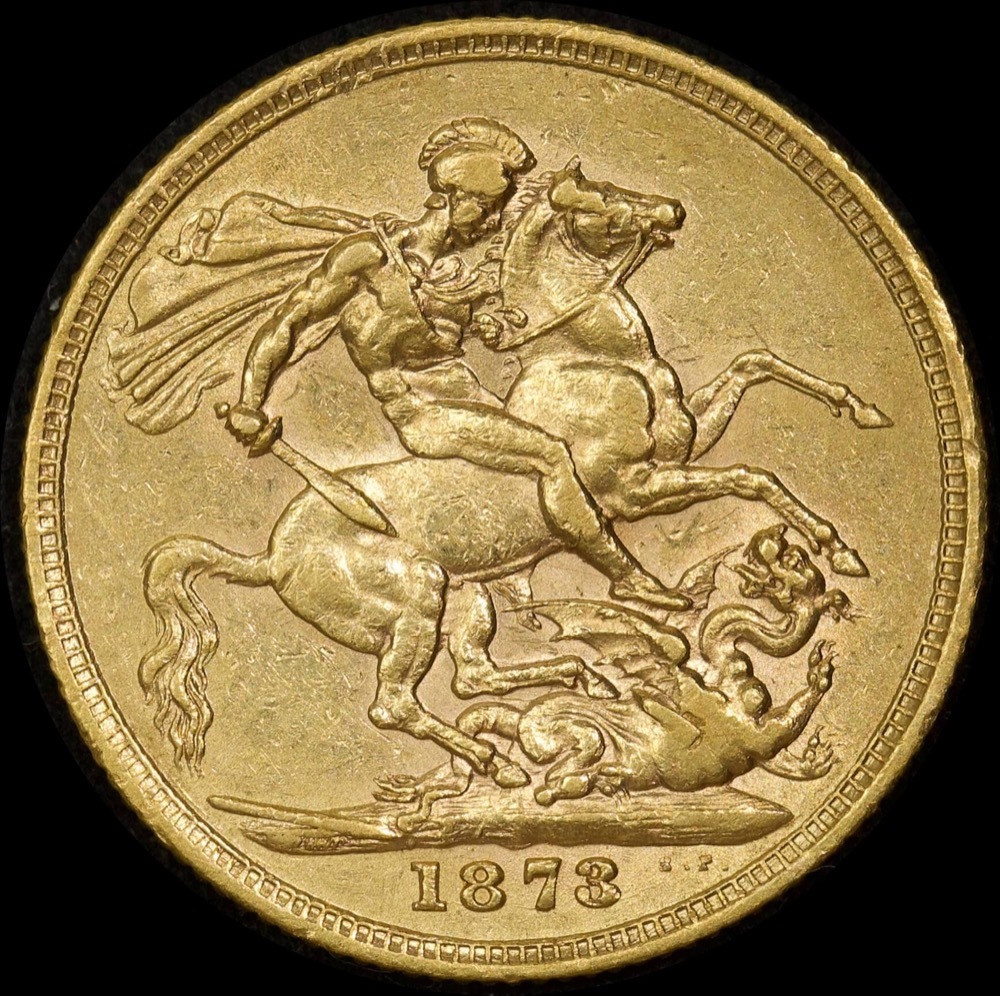 1873 Sydney Young Head Sovereign good VF