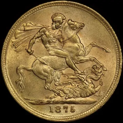 1875 Melbourne Young Head Sovereign good EF