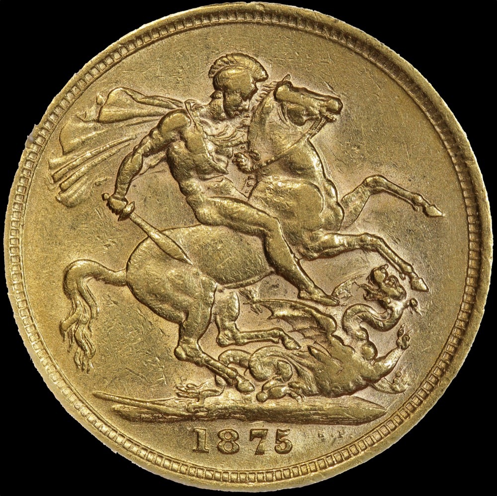 1875 Melbourne Young Head Sovereign good VF