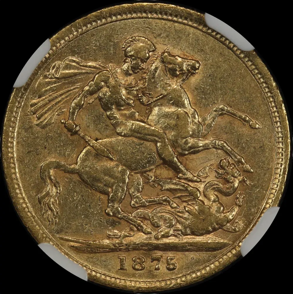 1875 Melbourne Young Head Sovereign NGC XF45