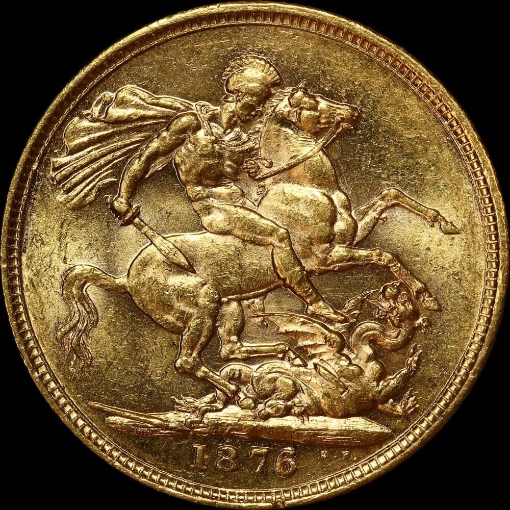 1876 Melbourne Young Head Sovereign good EF