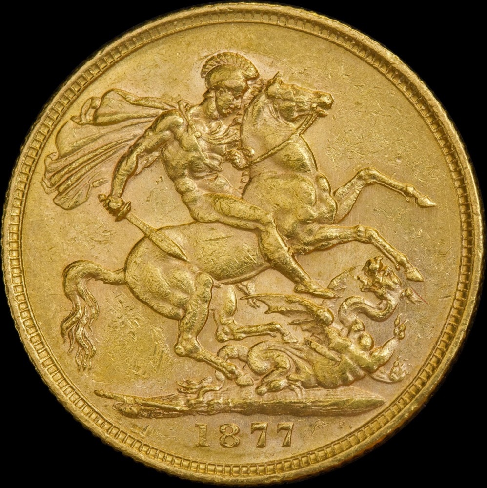 1877 Melbourne Young Head Sovereign Extremely Fine