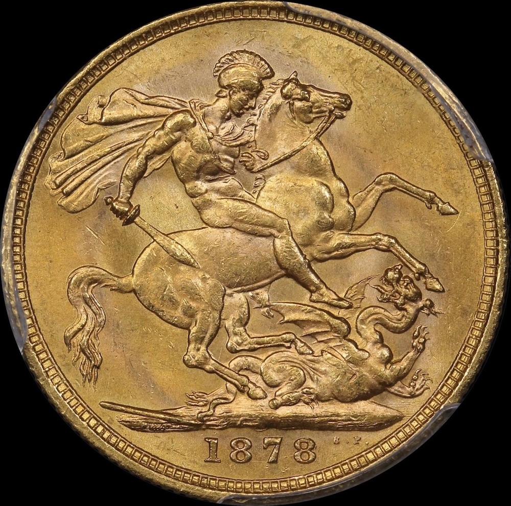 1878 Melbourne Young Head Sovereign Unc (PCGS MS62)