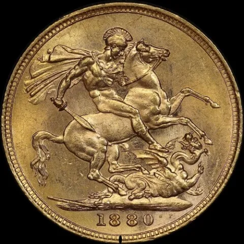 1880 Sydney Young Head Sovereign about Unc