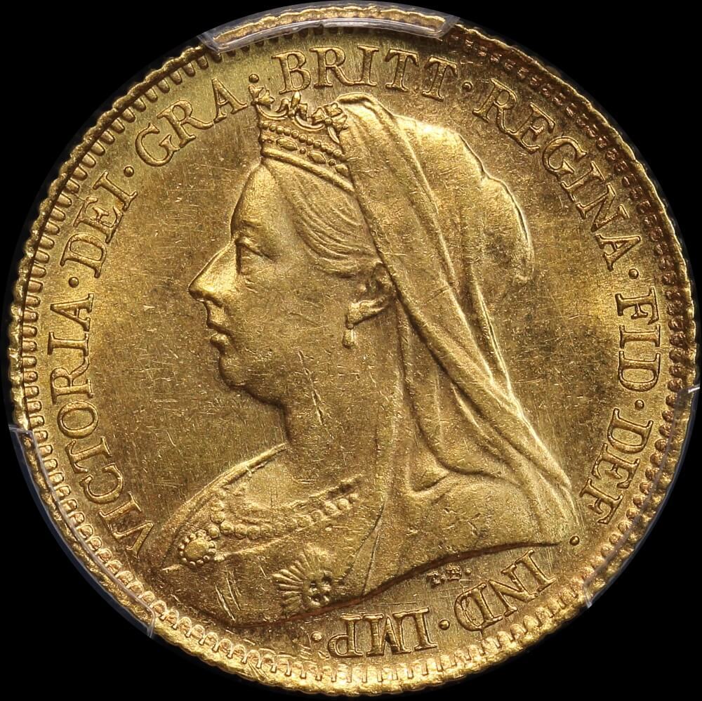1900 Sydney Veiled Head Half Sovereign PCGS MS63