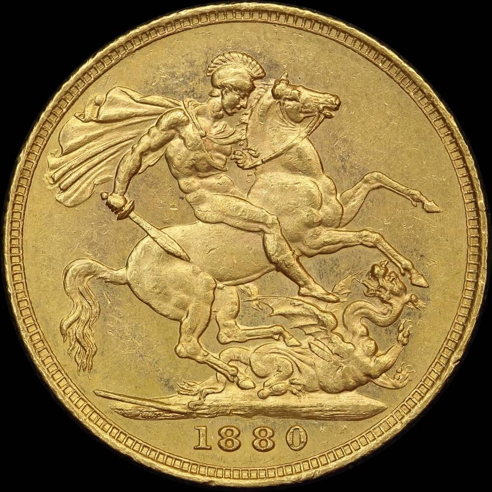 1880 Melbourne Young Head Sovereign good EF