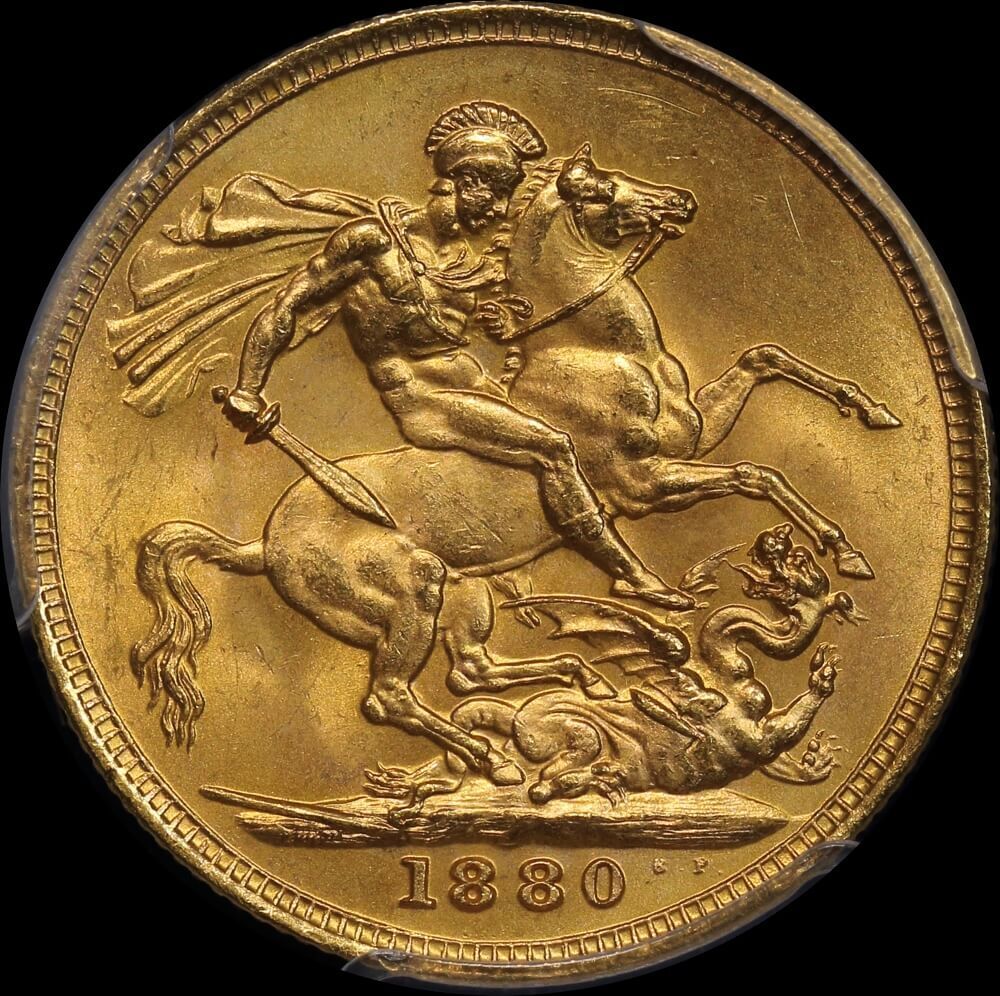 1880 Melbourne Young Head Sovereign PCGS MS63