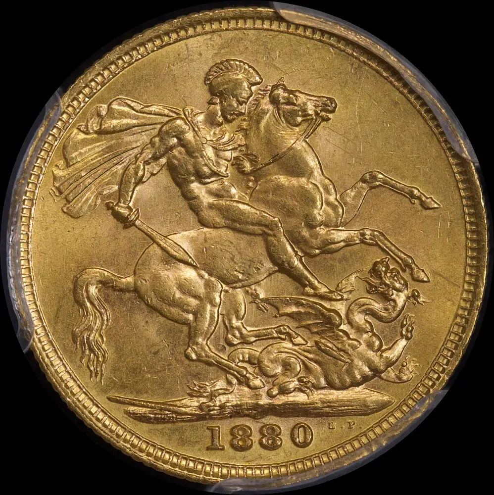 1880 Melbourne Young Head Sovereign PCGS MS63