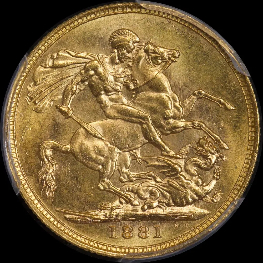1881 Melbourne Young Head Sovereign Choice Unc (MS63)