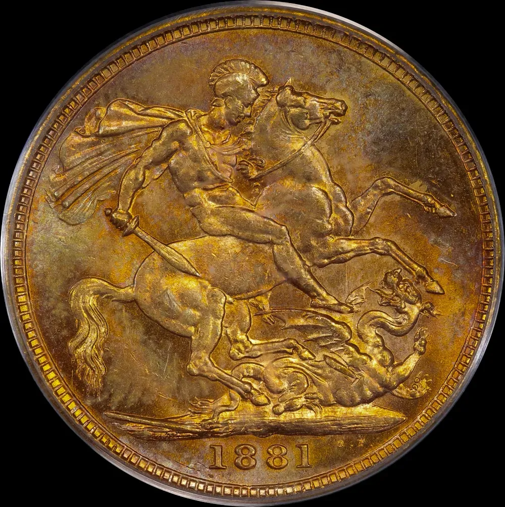 1881 Melbourne Young Head Sovereign Choice Unc (PCGS MS63)