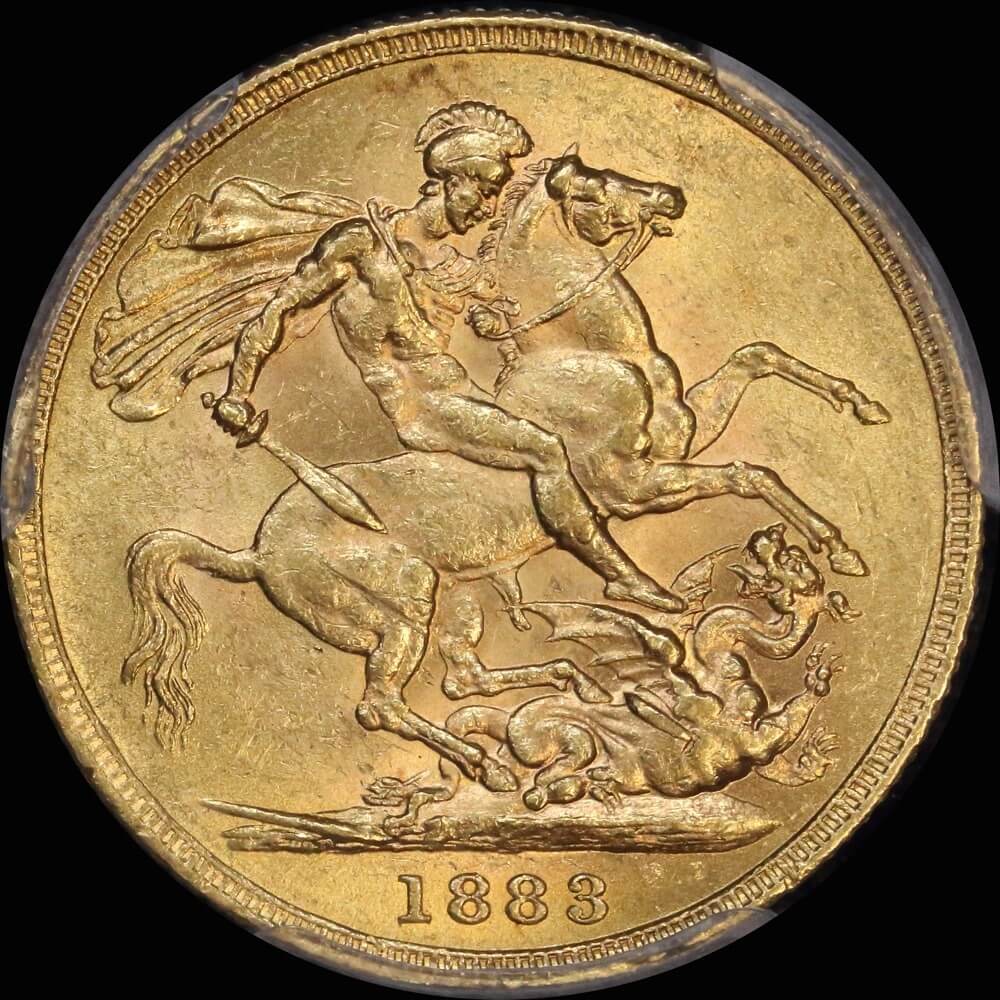 1883 Sydney Young Head Sovereign Unc (PCGS MS62)