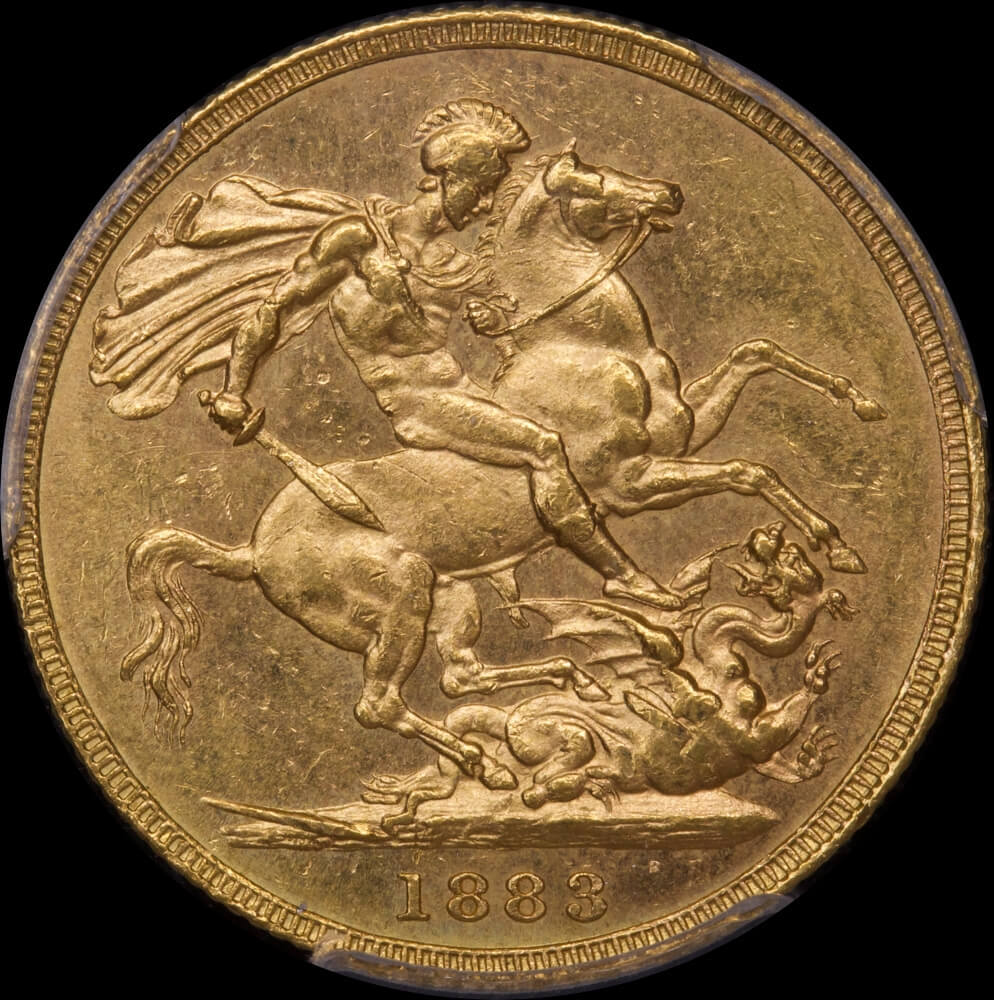 1883 Melbourne Young Head Sovereign PCGS MS63