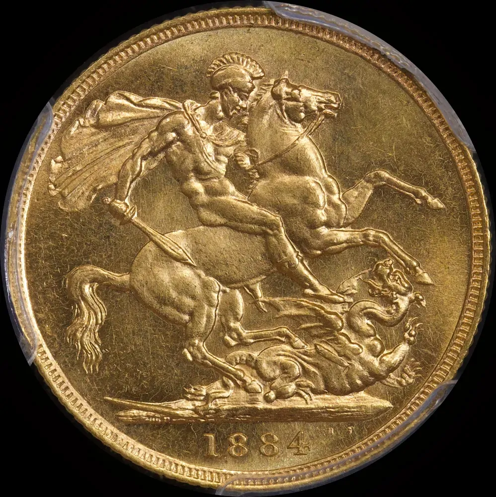 1884 Melbourne Young Head Sovereign Choice Unc (MS63)