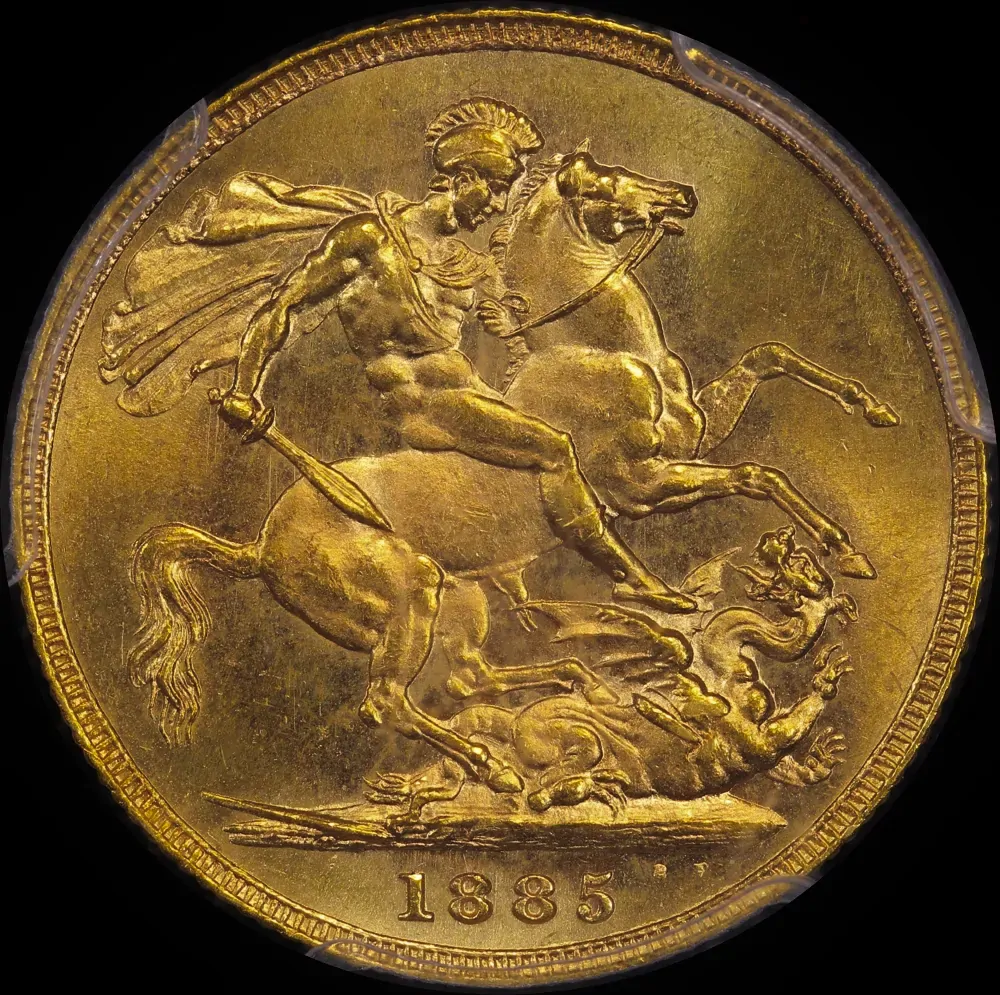 1885 Melbourne Young Head Sovereign Unc (PCGS MS62+)