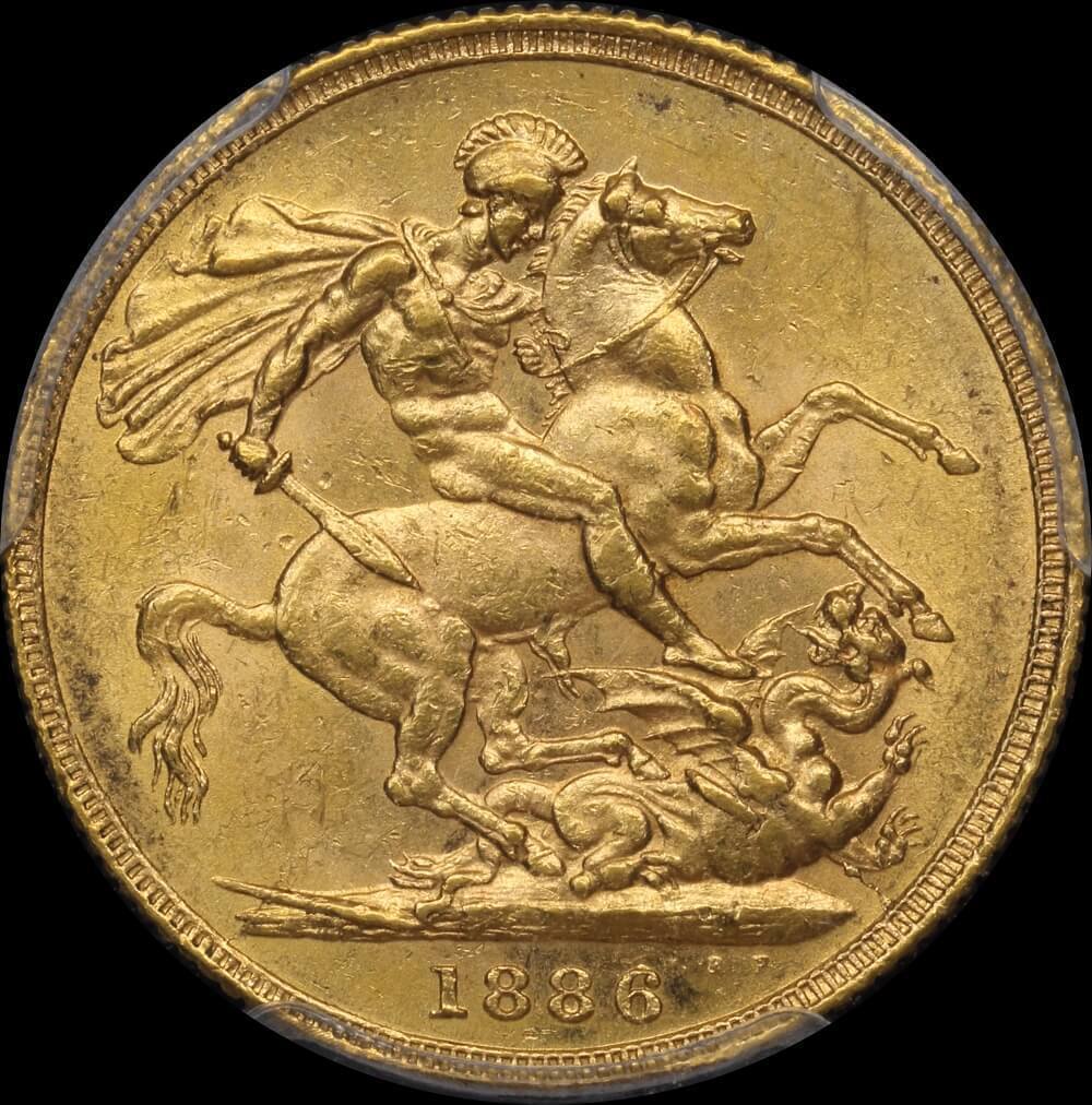 1886 Sydney Young Head Sovereign PCGS AU58