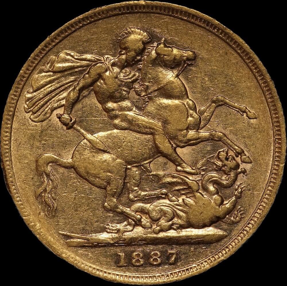 1887 Sydney Young Head Sovereign about EF