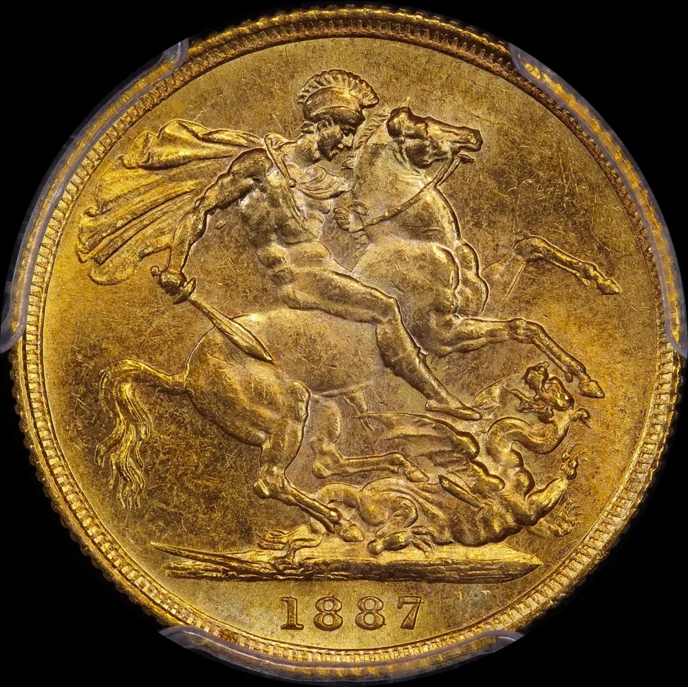 1887 Sydney Young Head Sovereign Choice Unc (PCGS MS63)