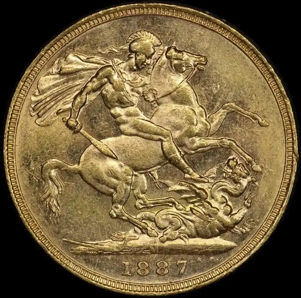 1887 Melbourne Jubilee Head Sovereign Small Spaced JEB good EF