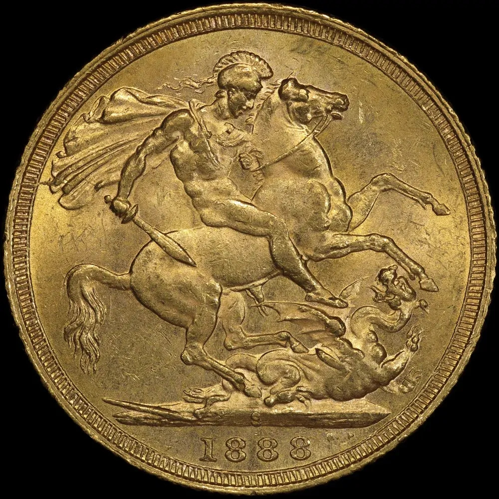 1888 Sydney Jubilee Head Sovereign Dish S10 good EF