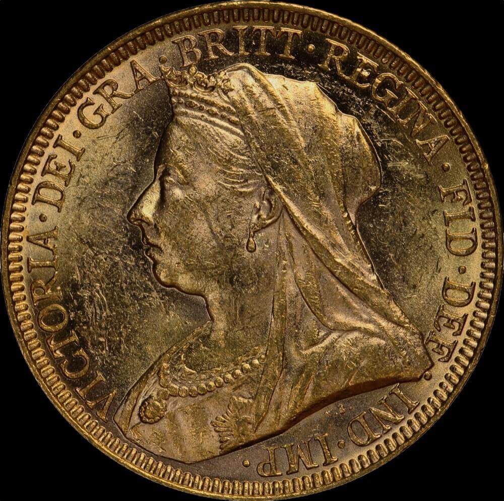 1893 Melbourne Veiled Head Sovereign good EF