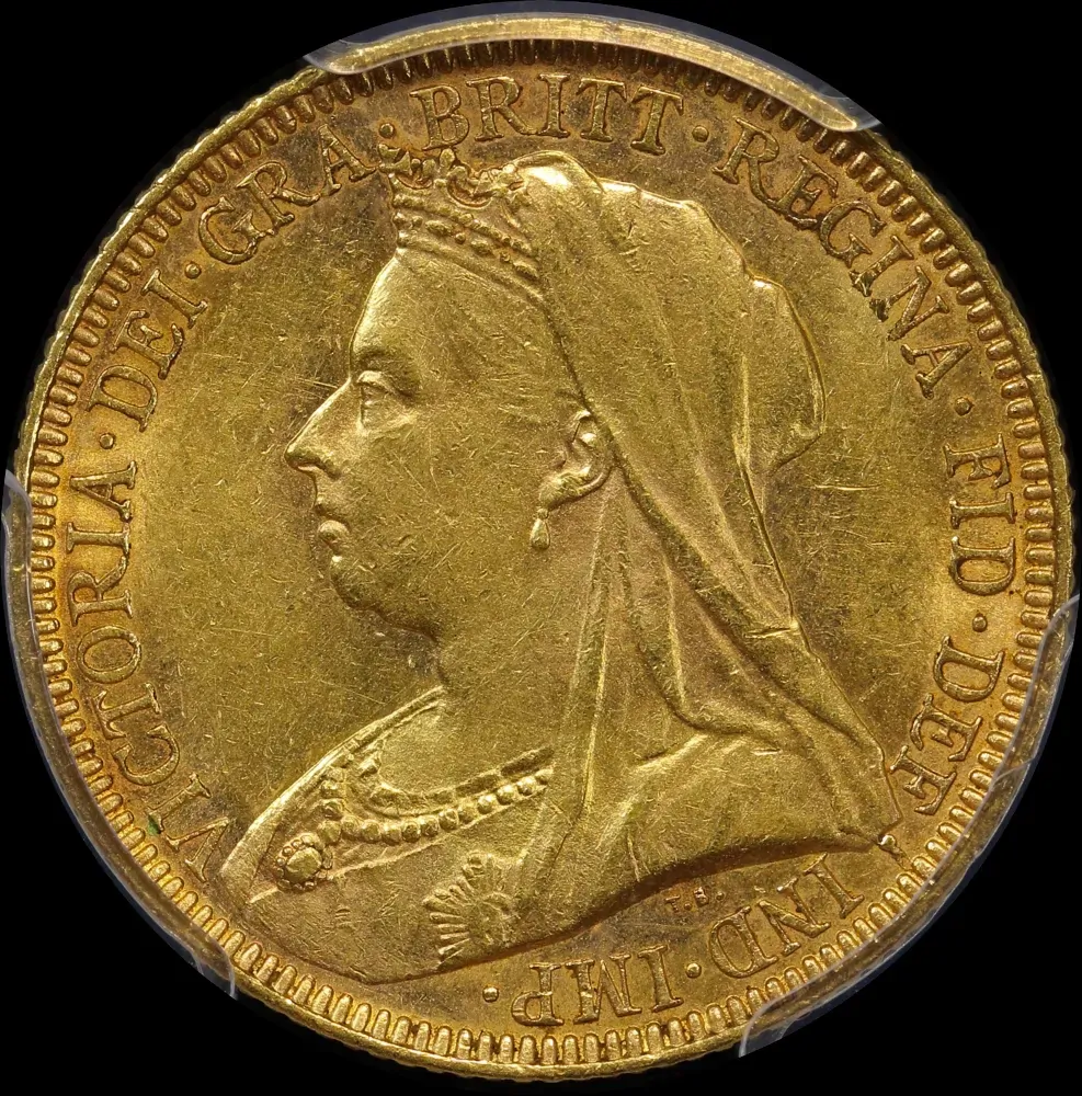 1893 Melbourne Veiled Head Sovereign Unc (PCGS MS61)