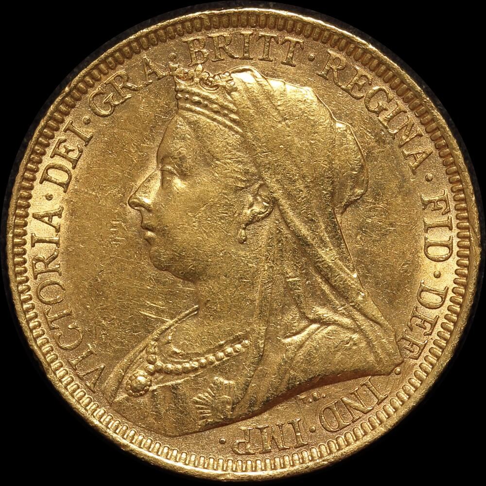 1894 Sydney Veiled Head Sovereign good EF