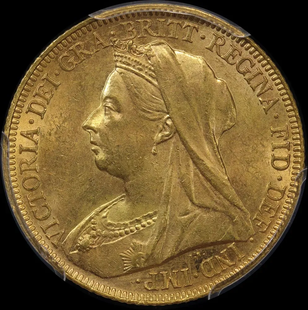1895 Melbourne Veiled Head Sovereign Choice Unc (PCGS MS63)