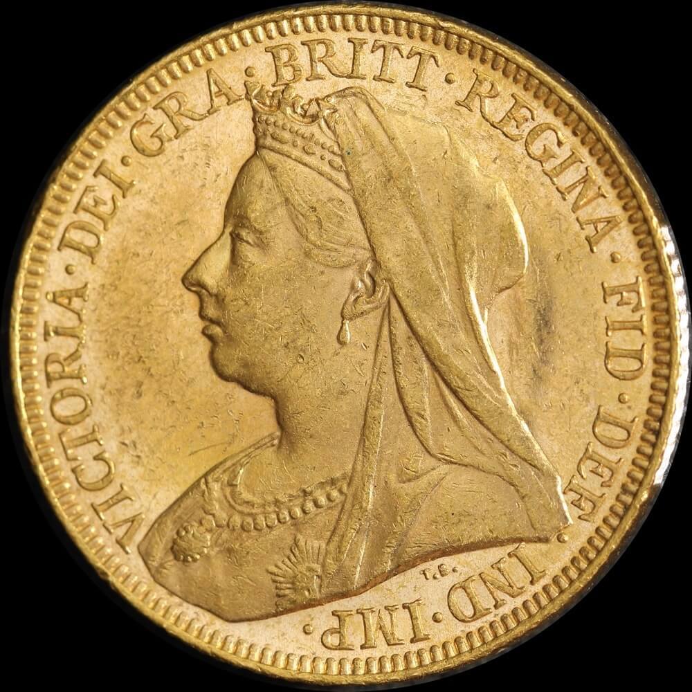1895 Melbourne Veiled Head Sovereign Unc