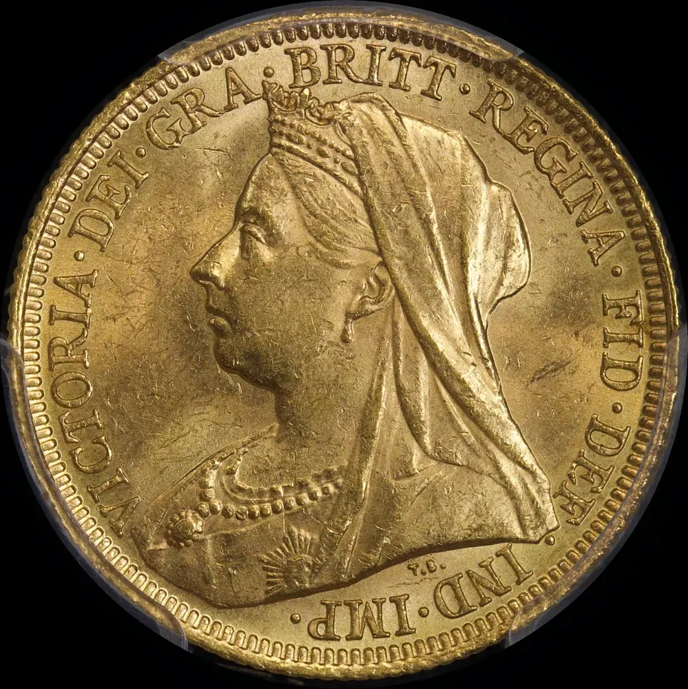 1896 Sydney Veiled Head Sovereign Choice Unc (PCGS MS63)