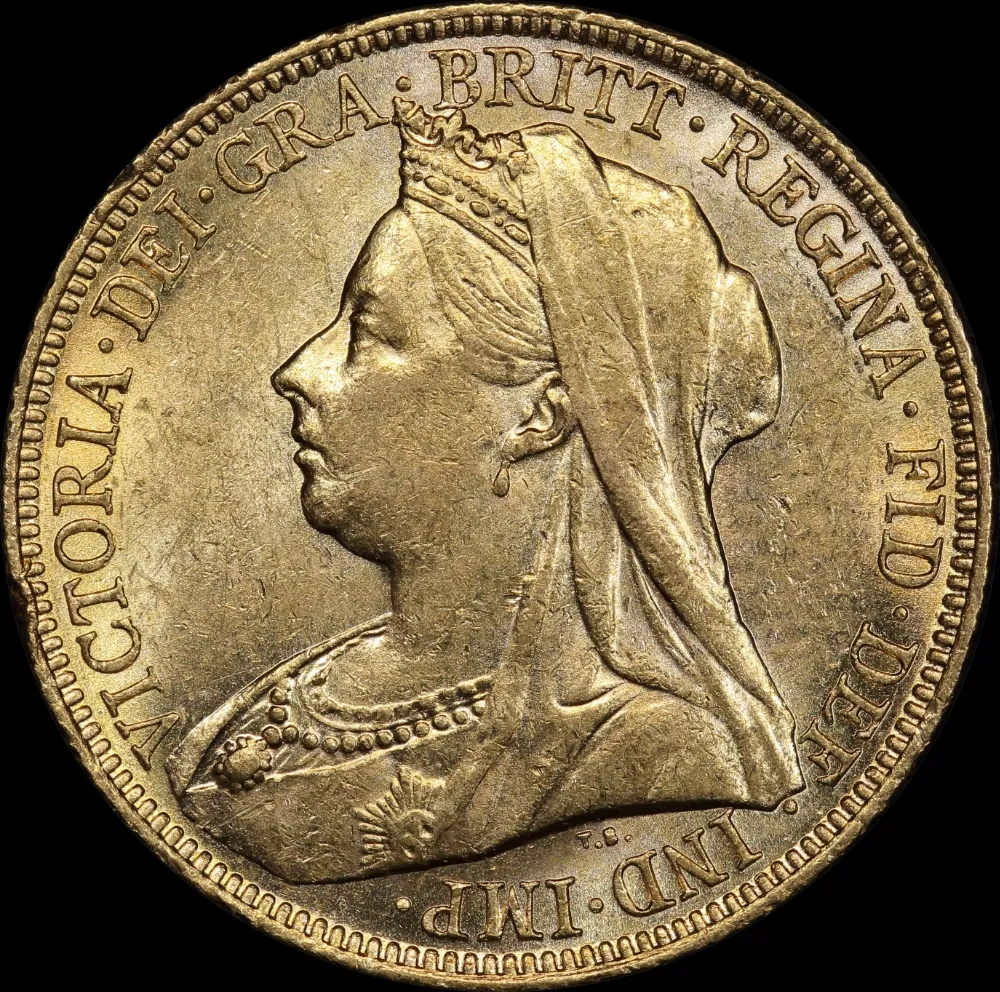 1897 Sydney Veiled Head Sovereign about Unc