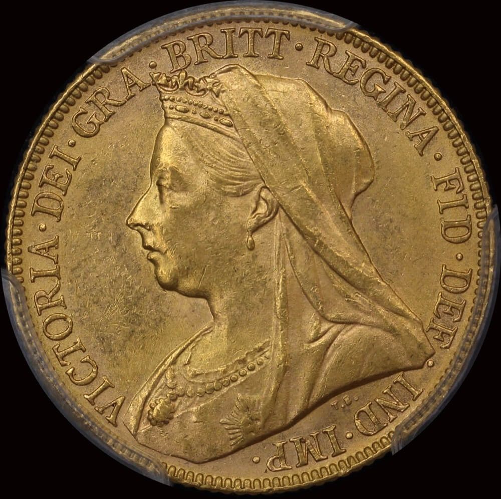 1898 Melbourne Veiled Head Sovereign Choice Unc (PCGS MS63)