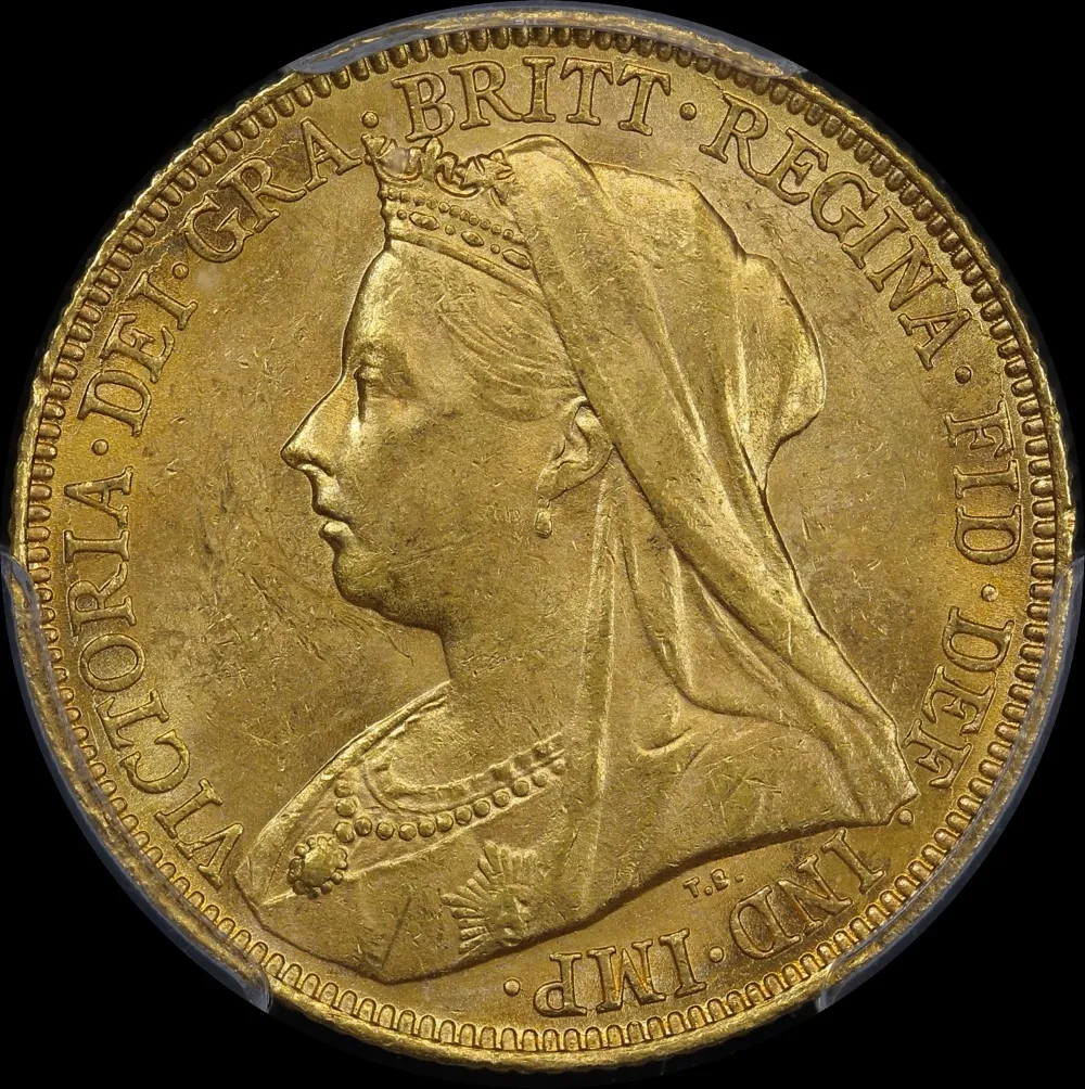 1899 Sydney Veiled Head Sovereign Unc (PCGS MS62)