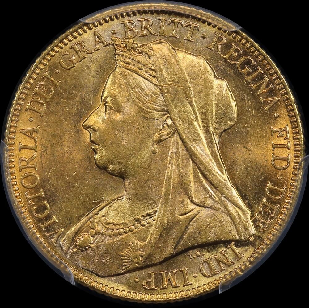 1899 Melbourne Veiled Head Sovereign Choice Unc (PCGS MS63)