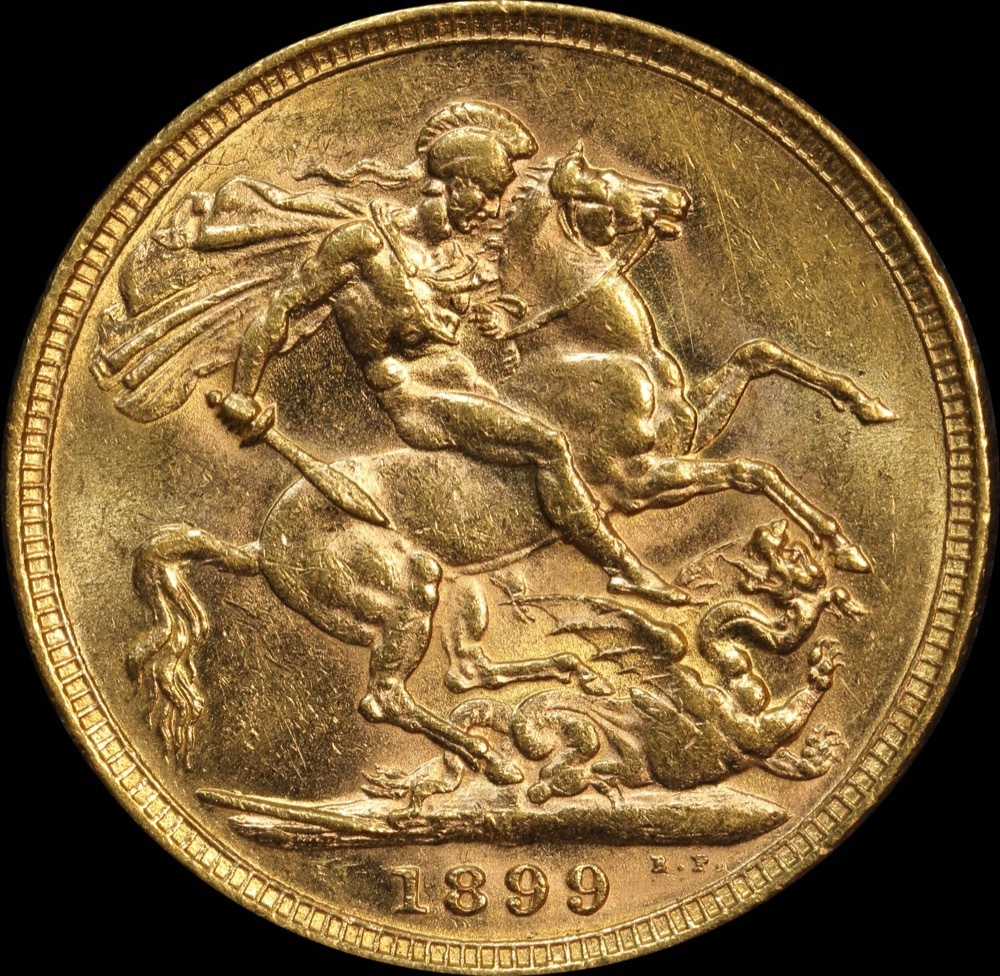 1899 Melbourne Veiled Head Sovereign good EF