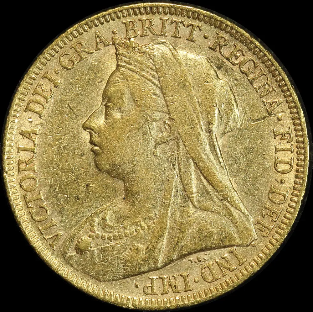 1899 Perth Veiled Head Sovereign good VF