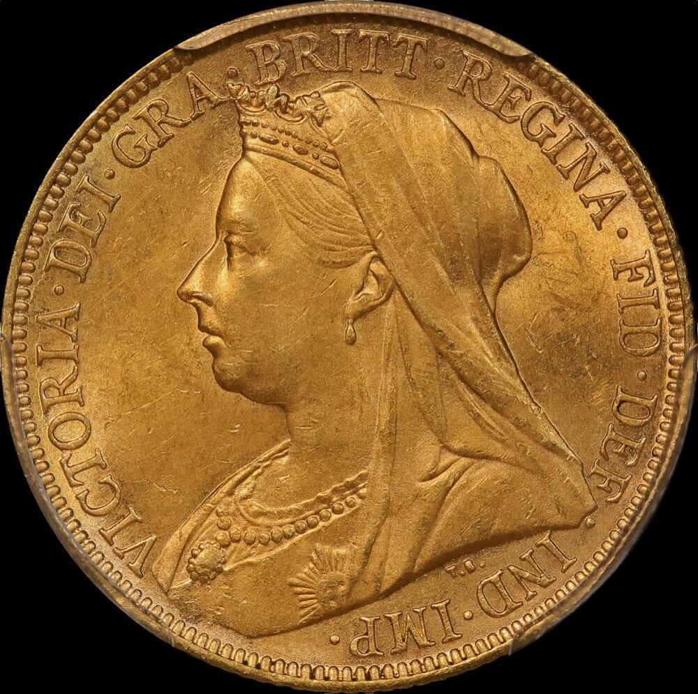 1900 Sydney Veiled Head Sovereign PCGS AU58
