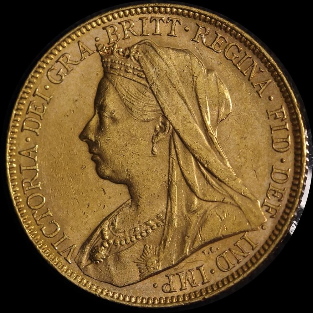 1900 Sydney Veiled Head Sovereign Unc