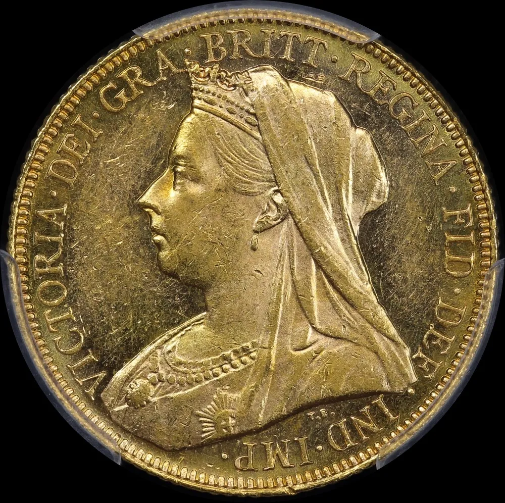 1901 Melbourne Veiled Head Sovereign Unc (PCGS MS61)