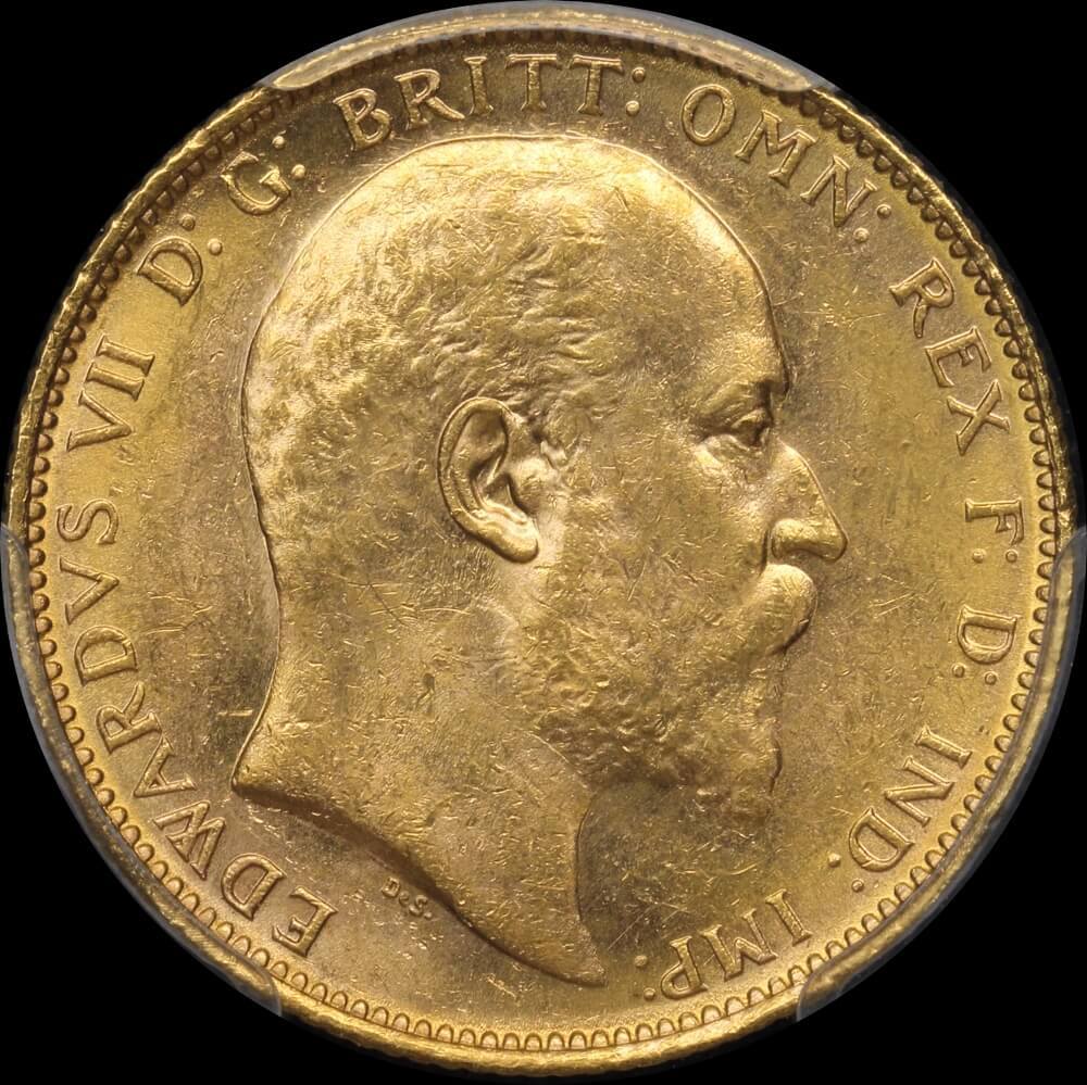 1906 Melbourne Edward VII Sovereign Unc (PCGS MS62)