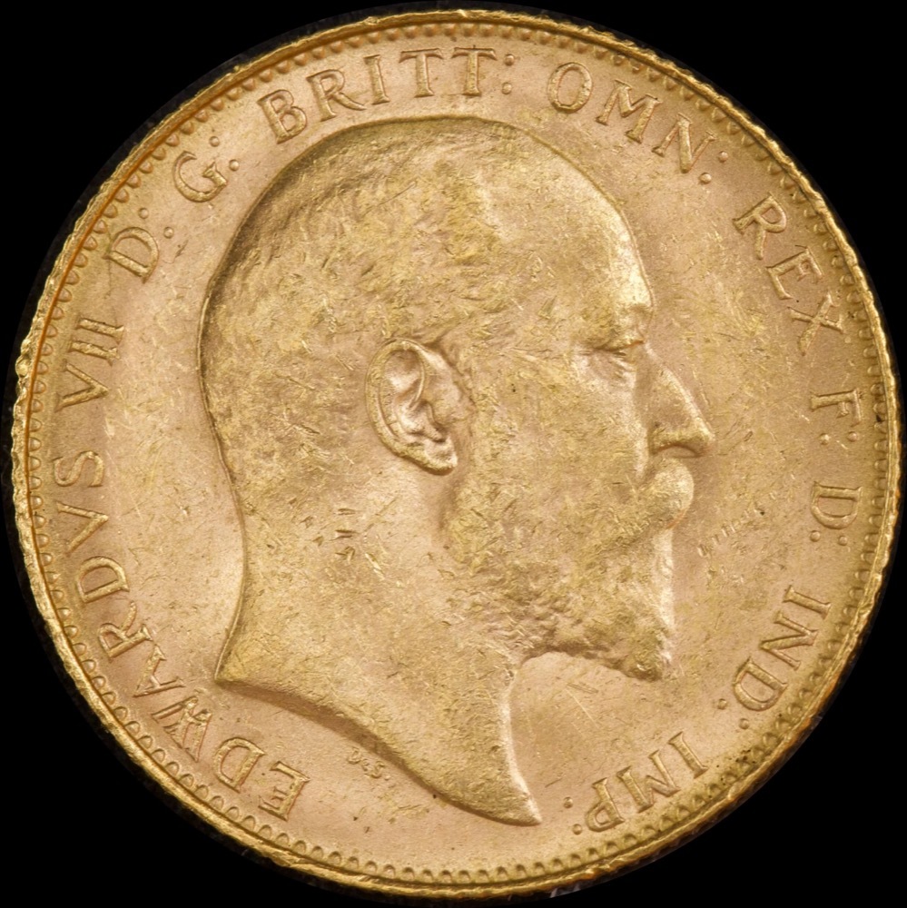 1908 Perth Edward VII Sovereign about Unc