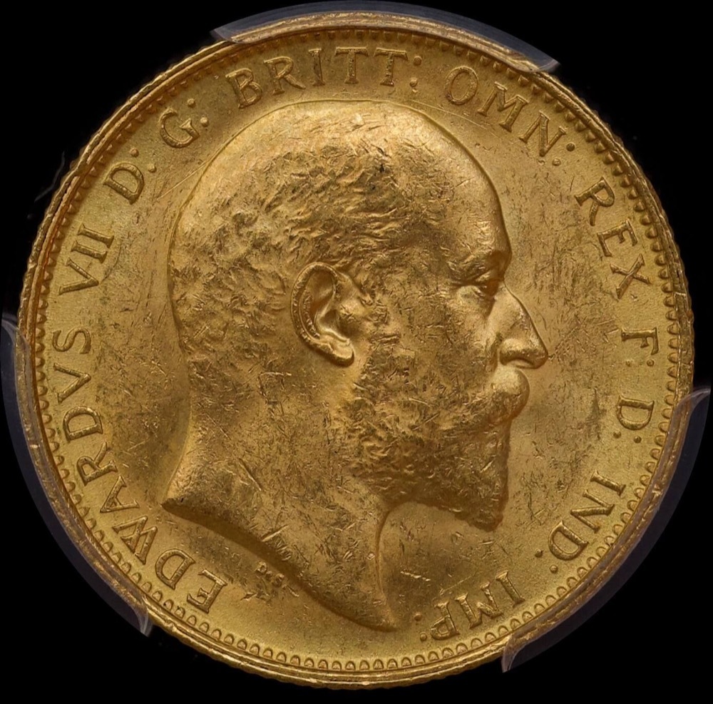 1910 Sydney Edward VII Sovereign Choice Unc (PCGS MS63)