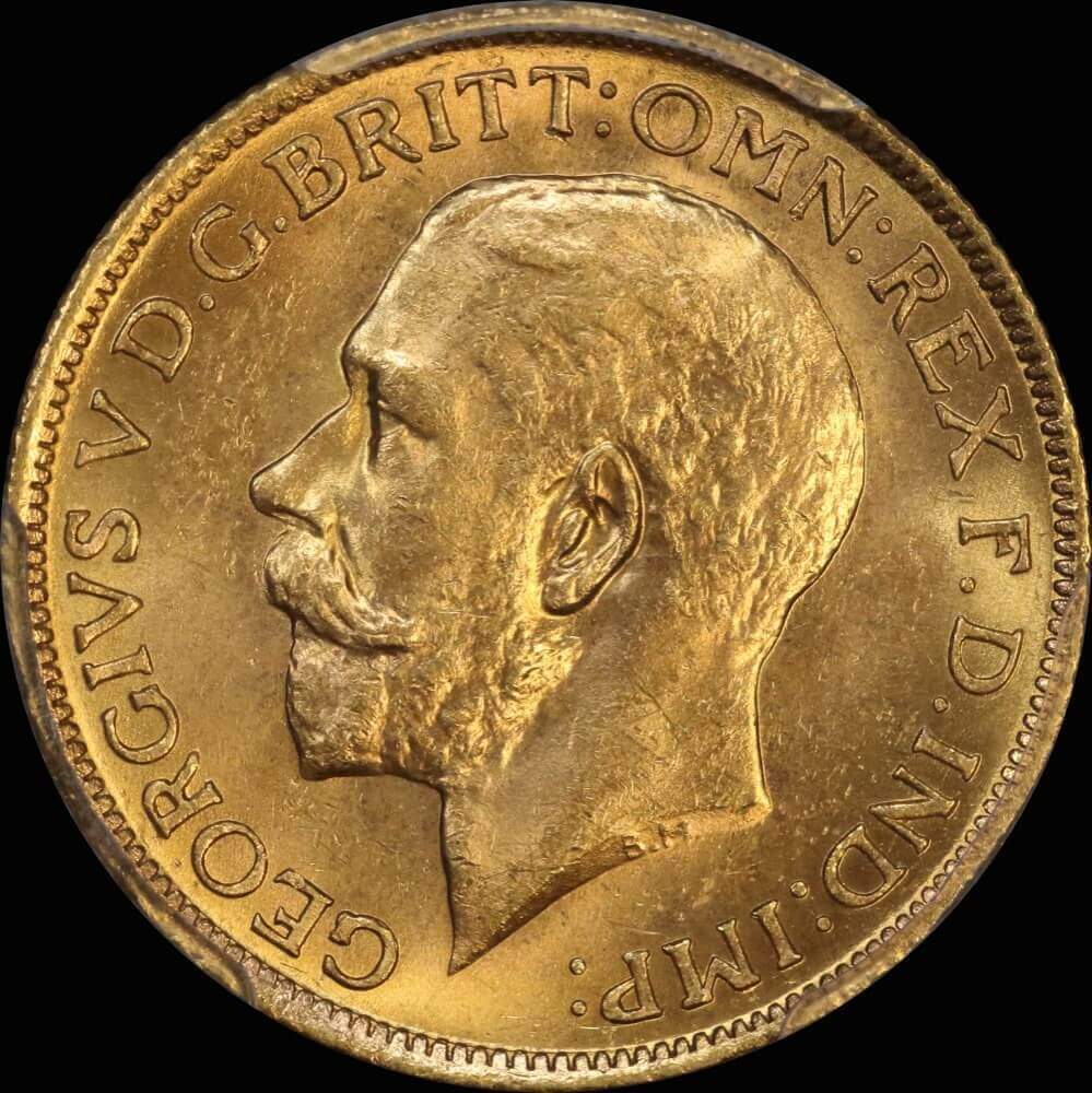 1911 Sydney George V Large Head Sovereign Choice Unc (PCGS MS64)