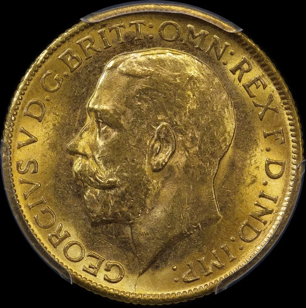 1911 Melbourne George V Large Head Sovereign Unc (PCGS MS62)
