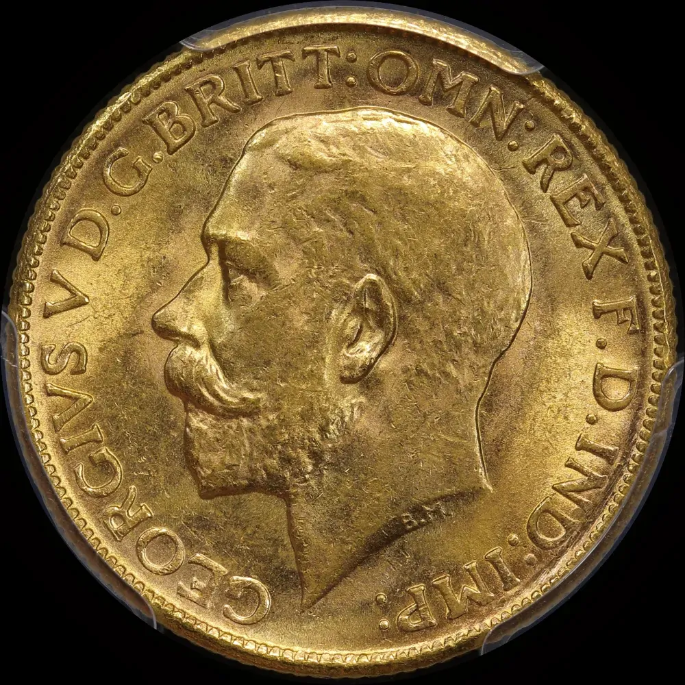 1912 Melbourne George V Large Head Sovereign Choice Unc (PCGS MS63)